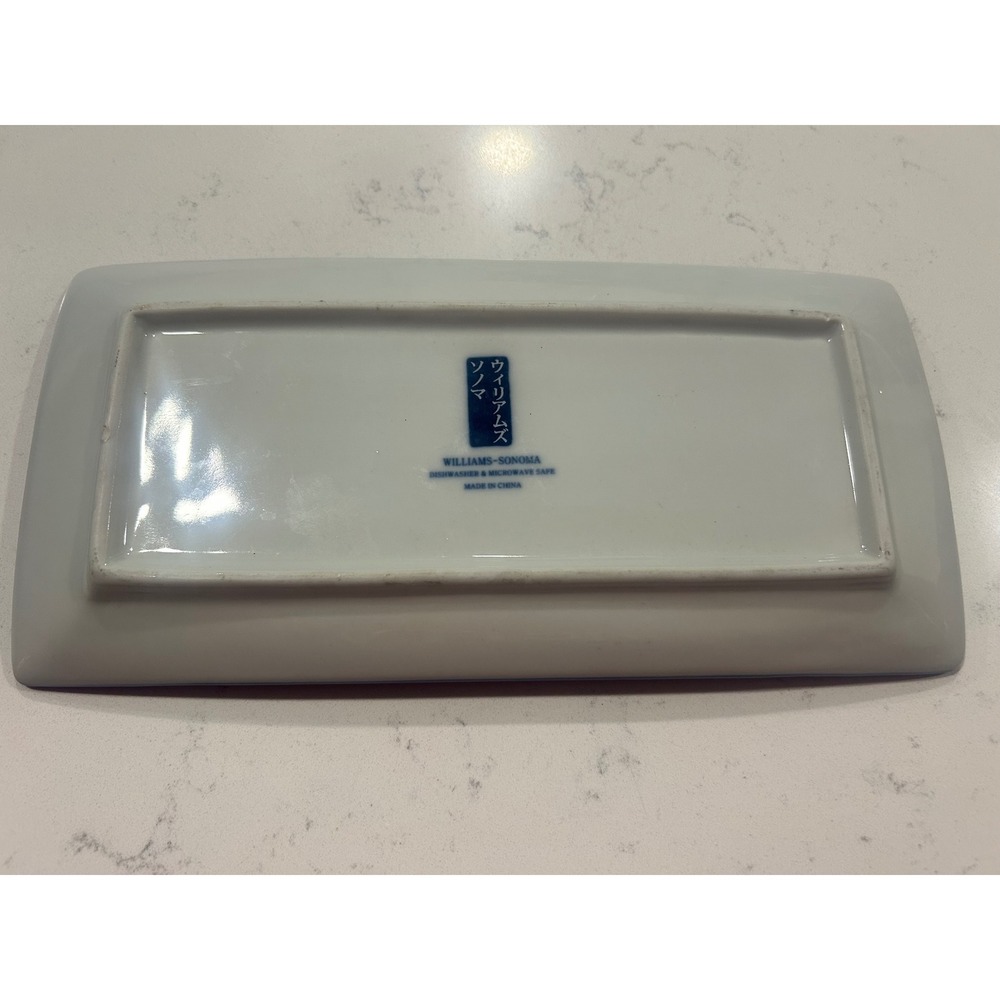 Williams Sonoma Blue White Floral Rectangular Ceramic Tray Dish Sush Platter - Picture 2 of 3